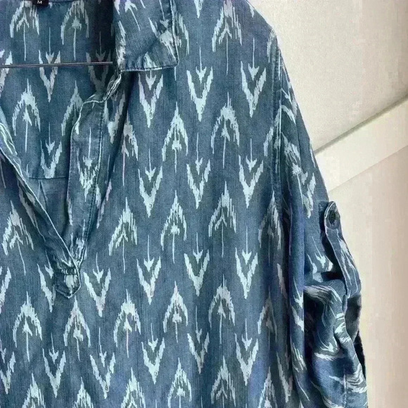 Velvet Heart Anthropology Chambray Shirt Dress Blue Pattern Cotton Denim Size M - Picture 6 of 7